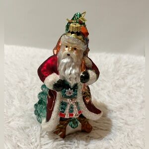 Fitz and Floyd  Large Glass Santa Claus Ornament